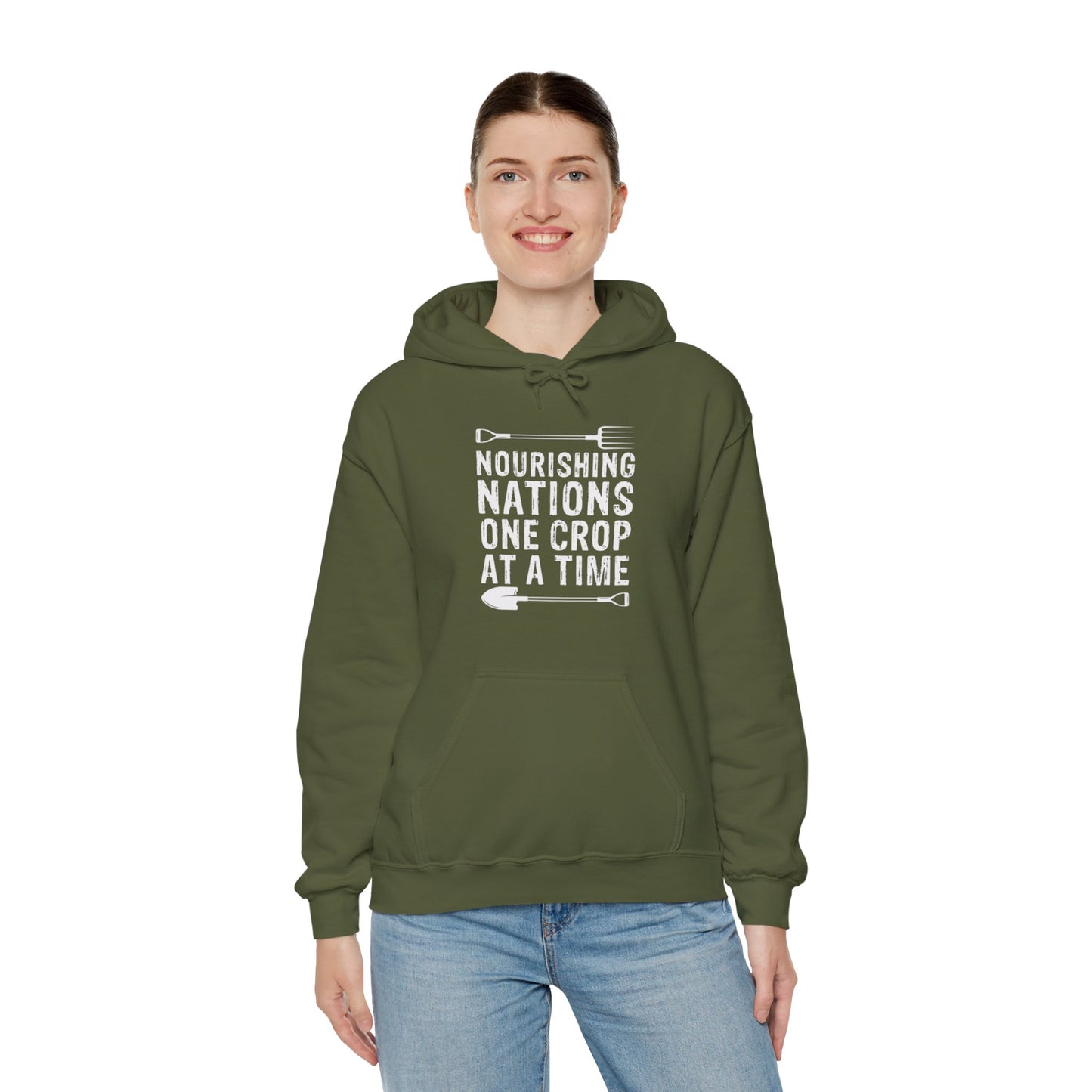 "Nourishing Nations, One Crop at a Time" Hooded Sweatshirt
