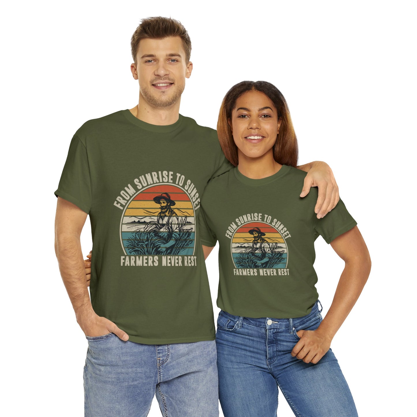 "From Sunrise to Sunset, Farmers Never Rest" T-Shirt