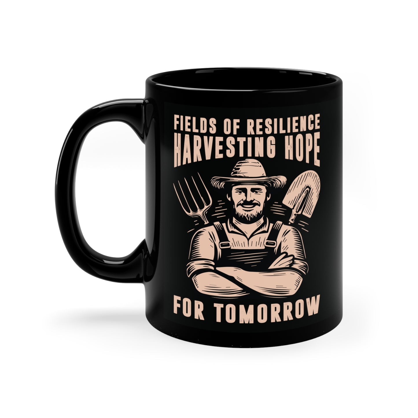 "Fields of Resilience, Harvesting Hope for Tomorrow" 11oz Black Mug
