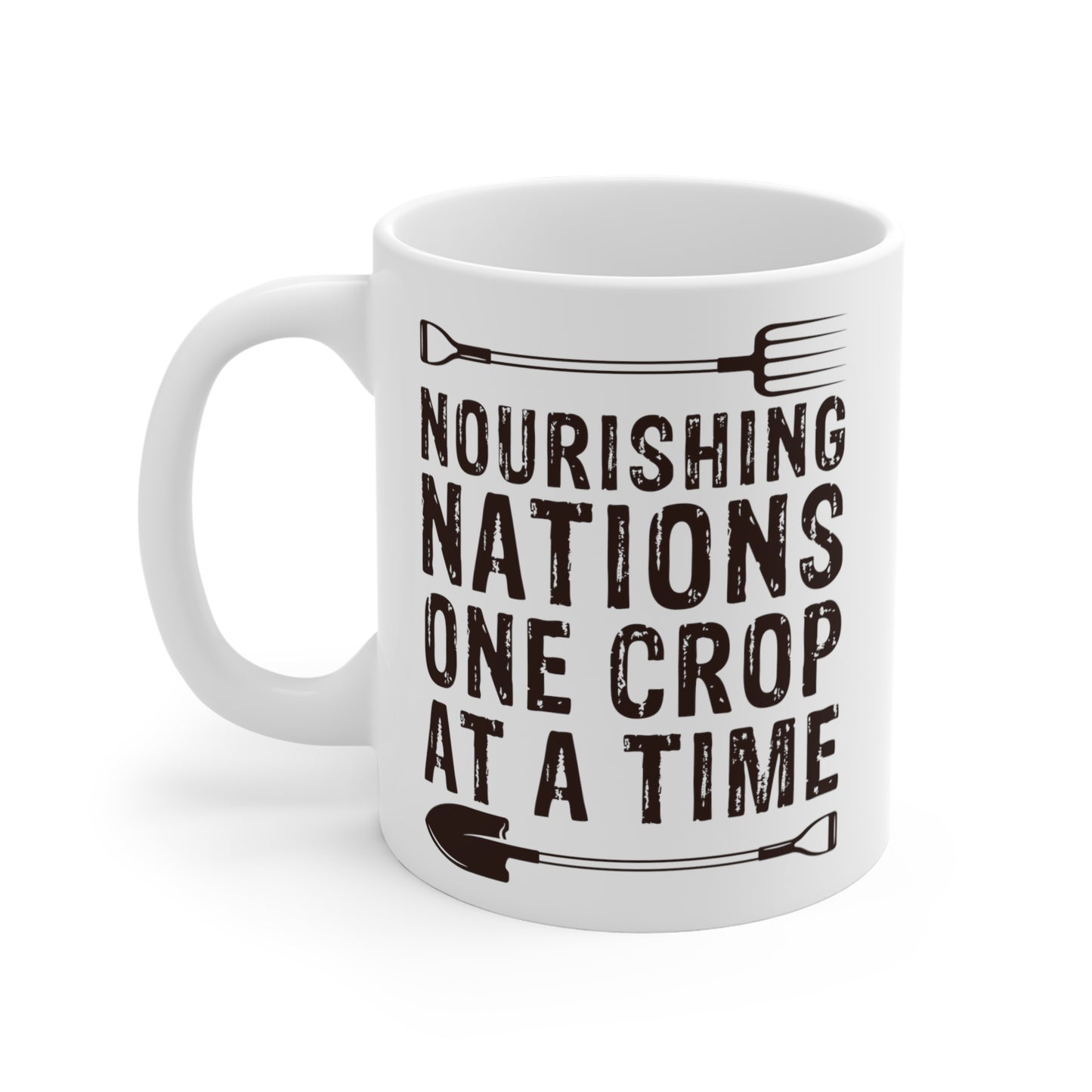 "Nourishing Nations, One Crop at a Time" White Mug 11oz