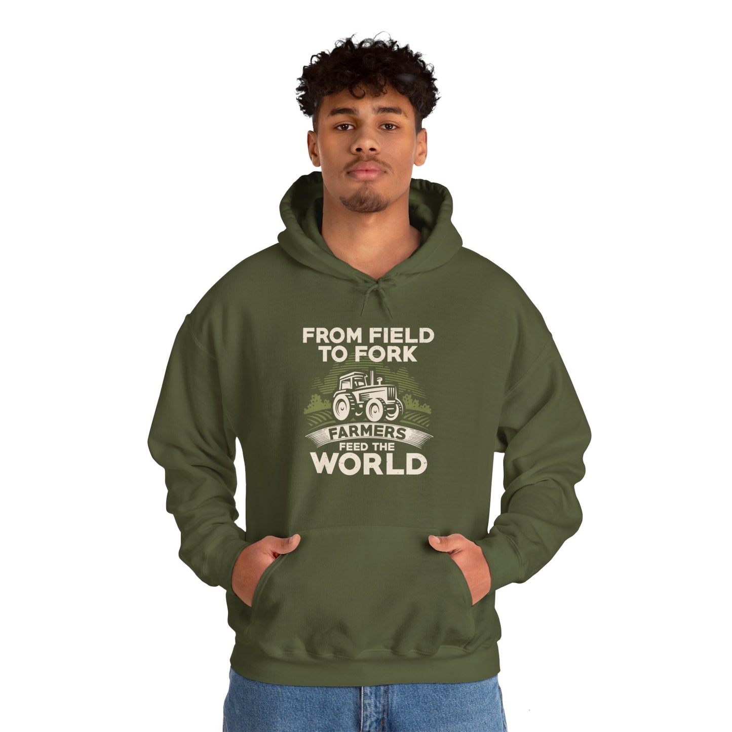 "From Field to Fork, Farmers Feed the World" Hooded Sweatshirt